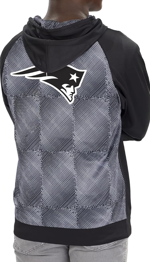 New England Patriots Zubaz Black & White Viper Liner Full Zip Hoodie
