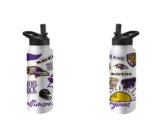 Balitmore Ravens Logo Brands 34 oz Native Quencher Bottle