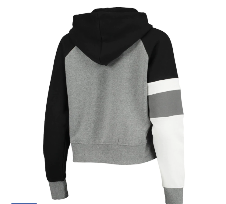 Las Vegas Raiders New Era Womens Color Block Crop Raglan Hoodie - Black / Gray