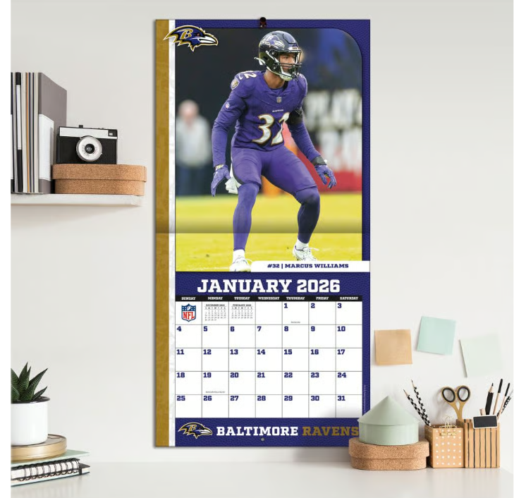 NFL Baltimore Ravens 2026 Wall Calendar