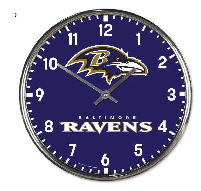Baltimore Ravens Wincraft Round Chrome Wall Clock