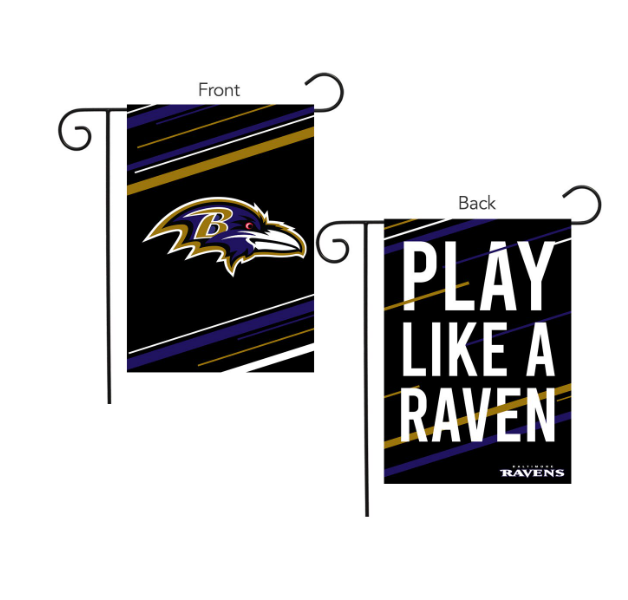 Baltimore Ravens Sparo Slogan 2 Sided Garden Flag 12.5" X 18"- Black