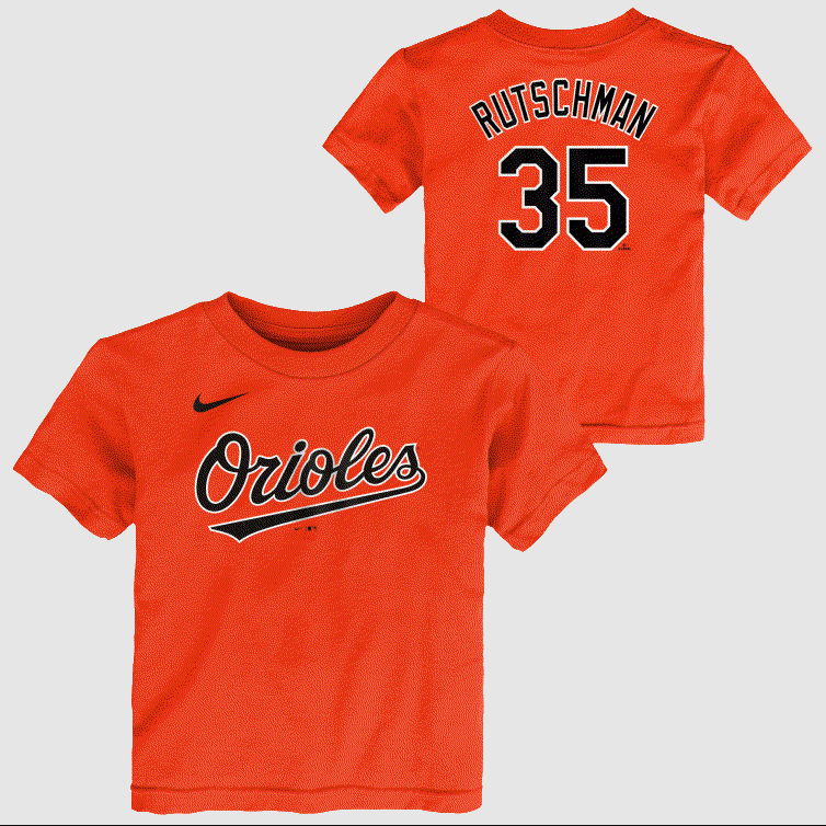 Baltimore Orioles #35 Adley Rutschman Nike Pre-School Kids Player T-Shirt Orange