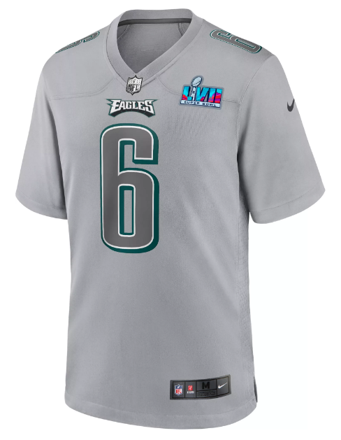 Philadelphia Eagles Nike #6 DeVonta Smith Super Bowl LVII Atmosphere Youth Jersey - Gray