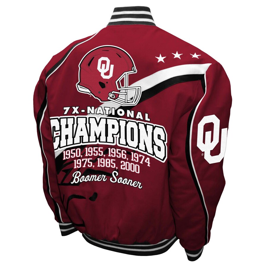 Oklahoma Sooners NCAA 7-Time National Champions Twill Jacket - Red
