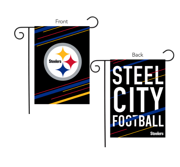 Pittsburgh Steelers Sparo Slogan 2 Sided Garden Flag 12.5" X 18"- Black