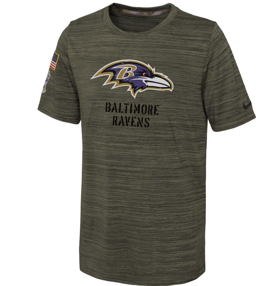 Baltimore Ravens Salute To Service Velocity Olive Men's T-shirts
