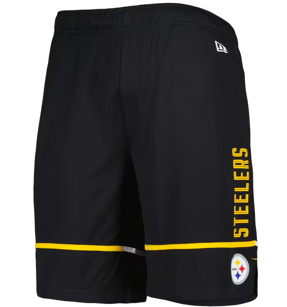 Pittsburgh Steelers New Era Rusher Training Shorts Shorts - Black