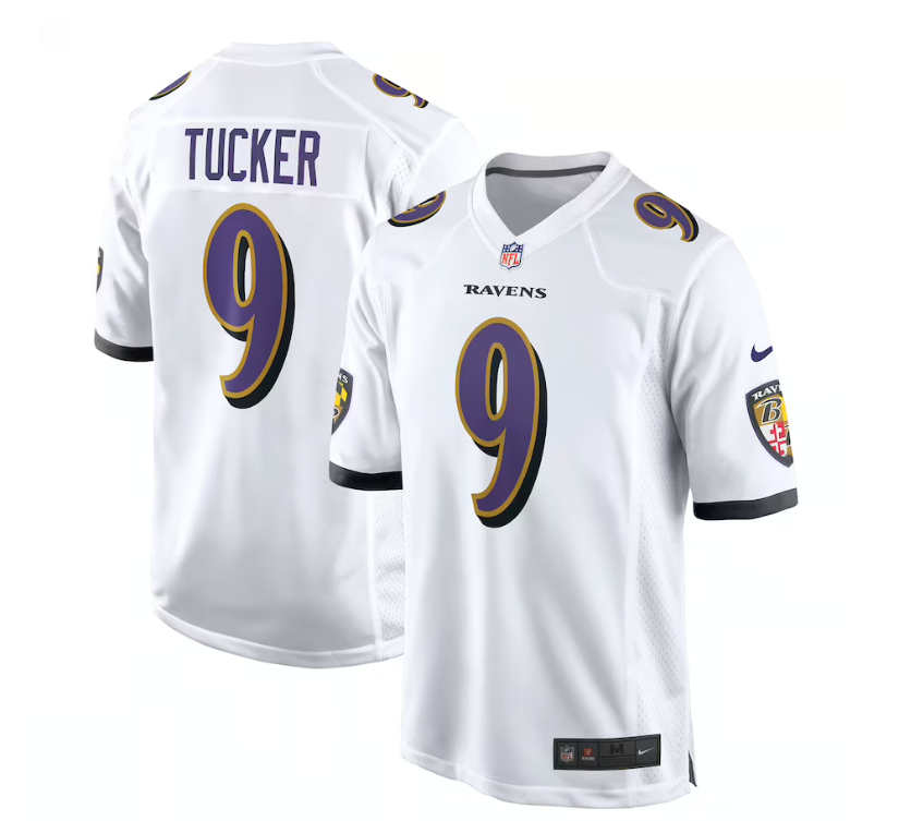 Baltimore Ravens Nike #9 Justin Tucker Men's Game Jersey- White