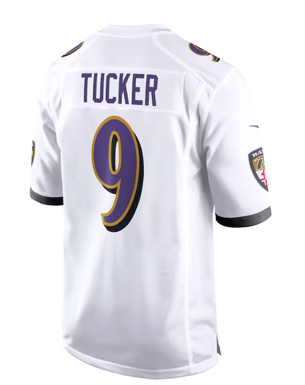Baltimore Ravens Nike #9 Justin Tucker Men's Game Jersey- White