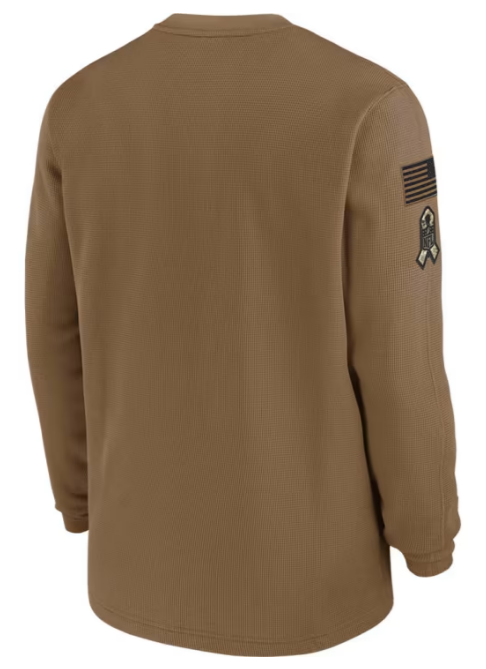 Dallas Cowboys Nike Sideline Salute To Service Heavy Brushed Waffle Crew Neck Shirt - Brown