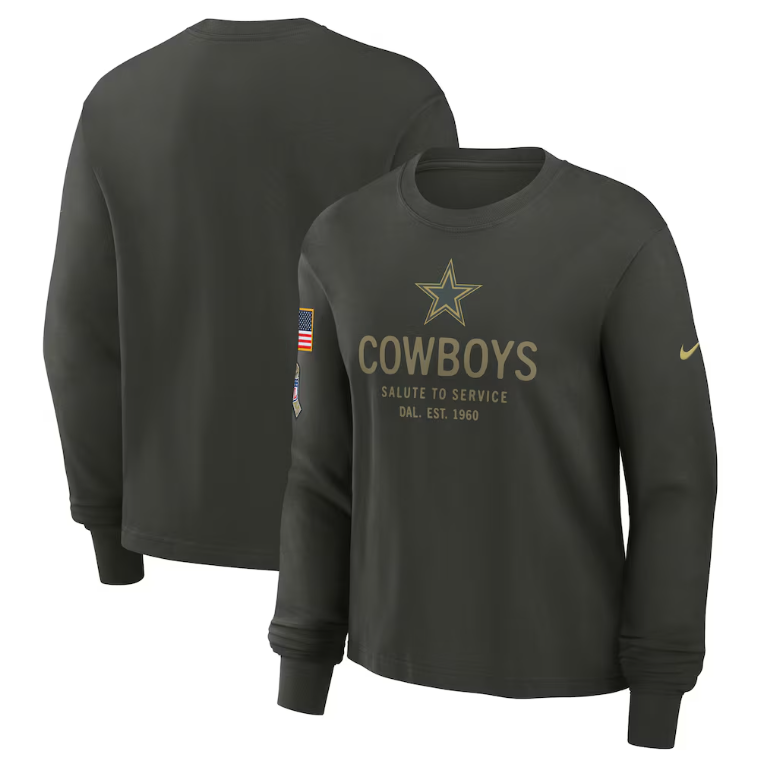 Dallas Cowboys Nike Women's Salute to Service Long Sleeve Shirt-Green