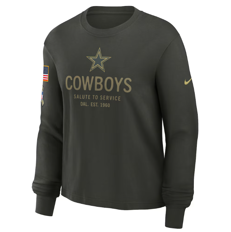 Dallas Cowboys Nike Women's Salute to Service Long Sleeve Shirt-Green