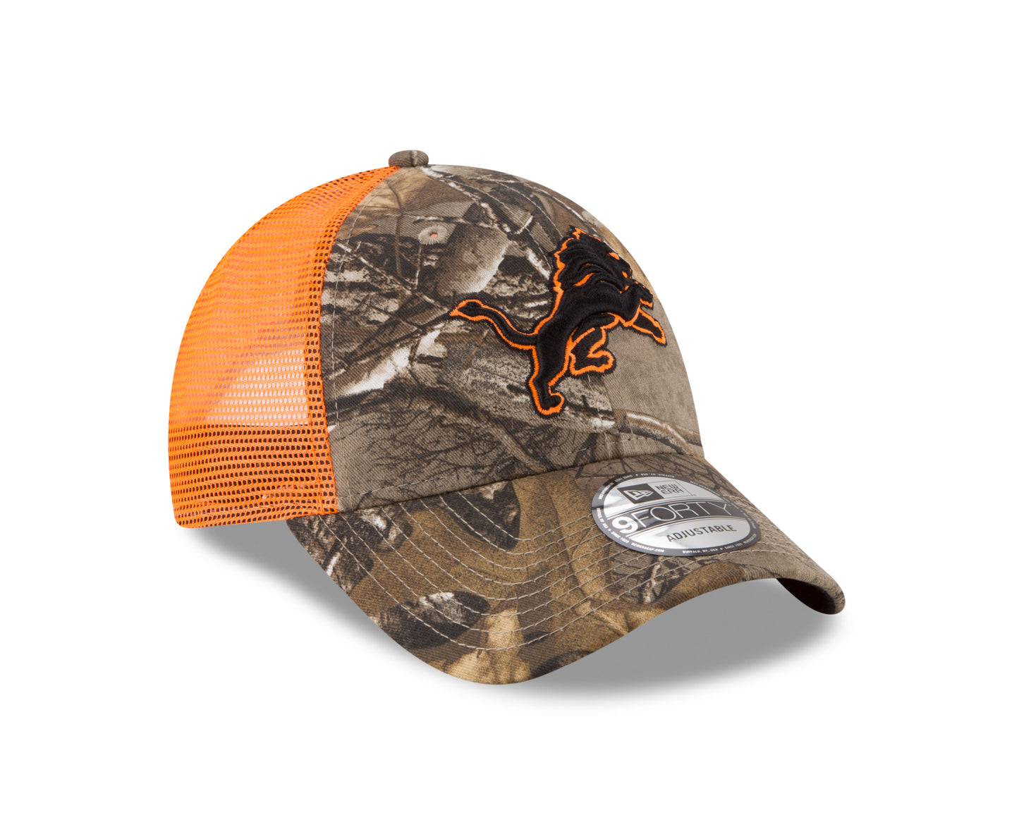 Detroit Lions Realtree Trucker 9FORTY Adjustable Hat - Camo