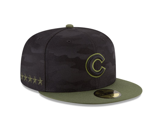 Chicago Cubs New Era Camo Armed Forces Day On-Field 59FIFTY Fitted Hat - Black