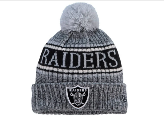Las Vegas Raiders New Era Reverse Sport Knit Sideline Knit Hat - White/Black