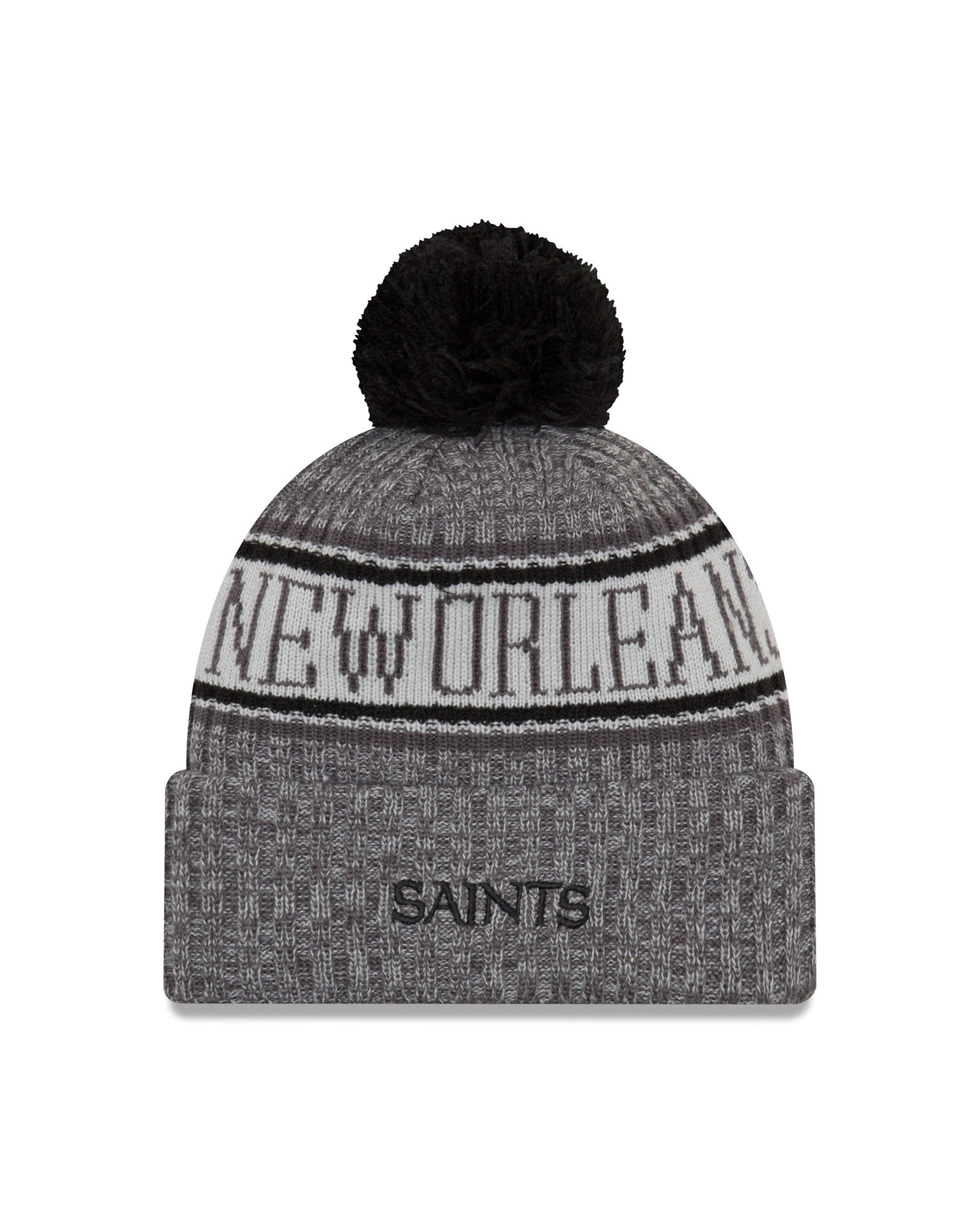 New Orleans Saints New Era Sideline Graphite Sport Cuffed Pom Knit Hat- Gray