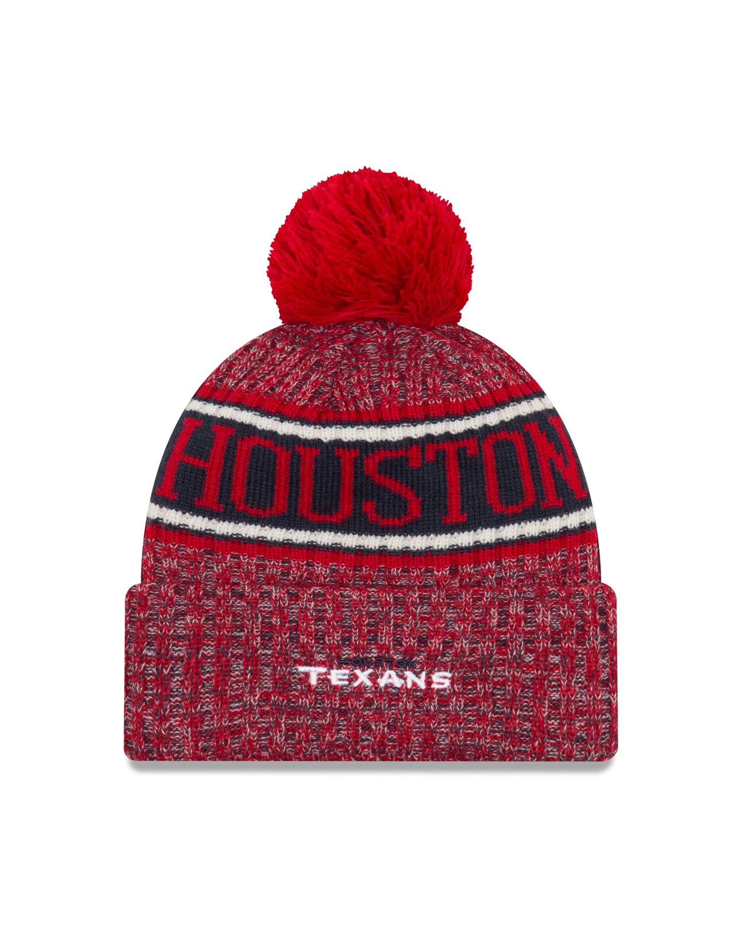 Texans New Era Sideline Sport Cuffed Pom Knit Hat- Red