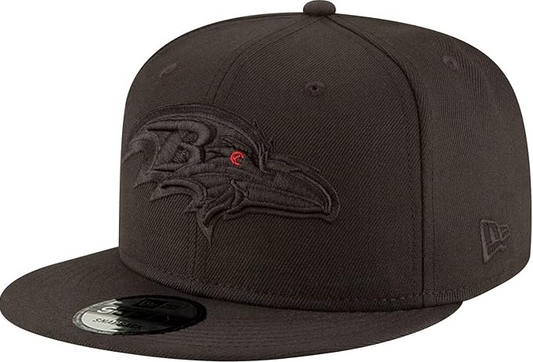 Baltmore Ravens New Era Black on Black 9FIFTY Team Snapback Adjustable Hat - Black