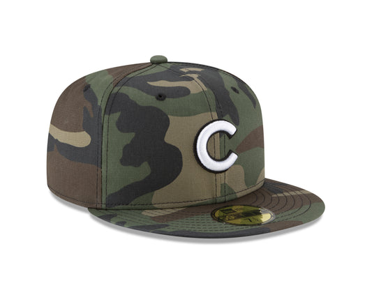 Chicago Cubs New Era MLB Basic Woodland Camo 59fifty Fitted Hat