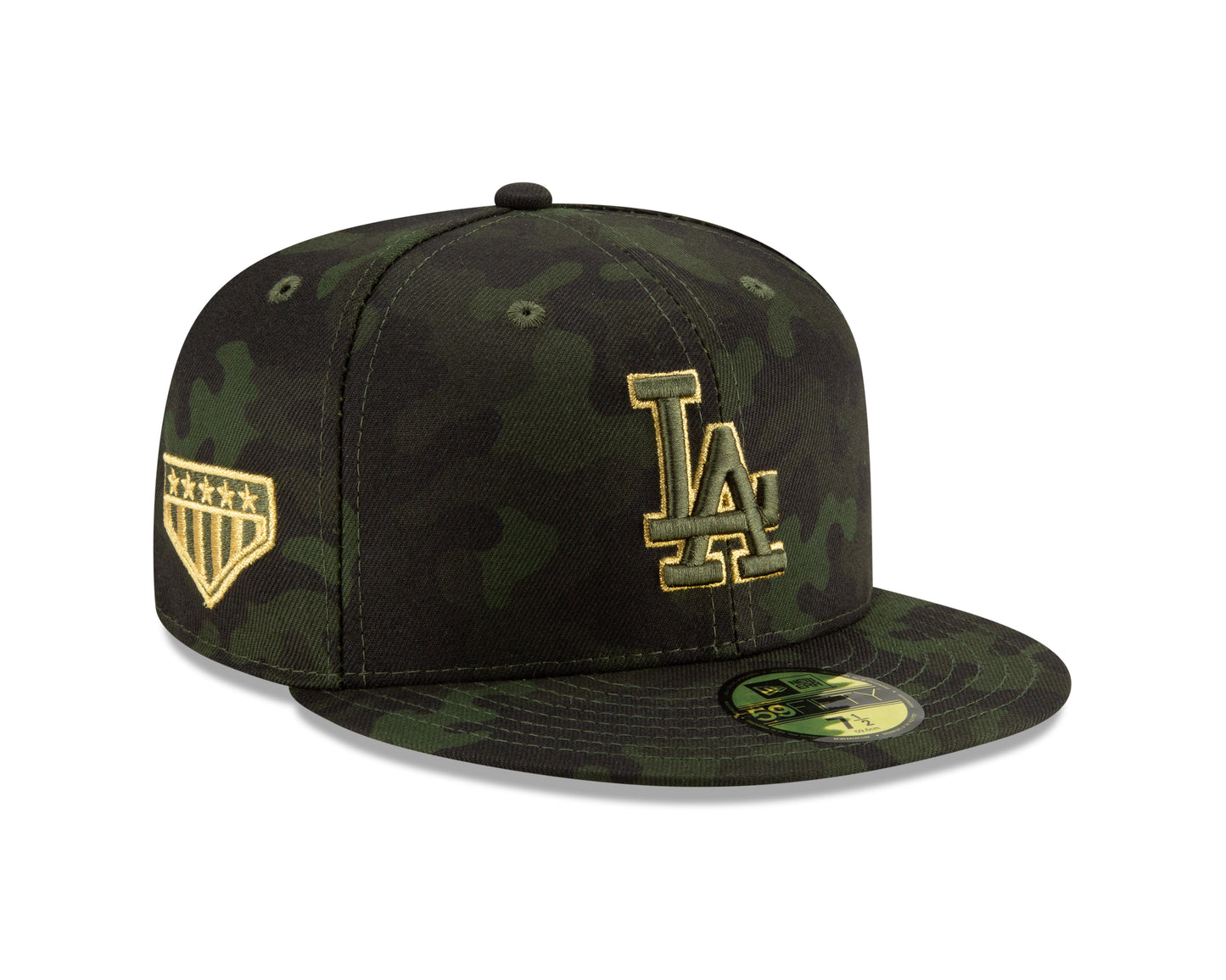 Los Angeles Dodgers New Era Camo Armed Forces On-Field 59FIFTY Fitted Hat-  Dark Green