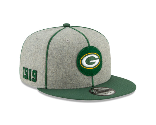 Green Bay Packers New Era Sideline Home 1919 9FIFTY Adjustable Hat - Gray