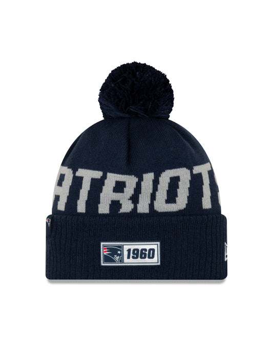 New England Patriots New Era Fleece Lined Sport Knit On-Field Pom Knit Hat