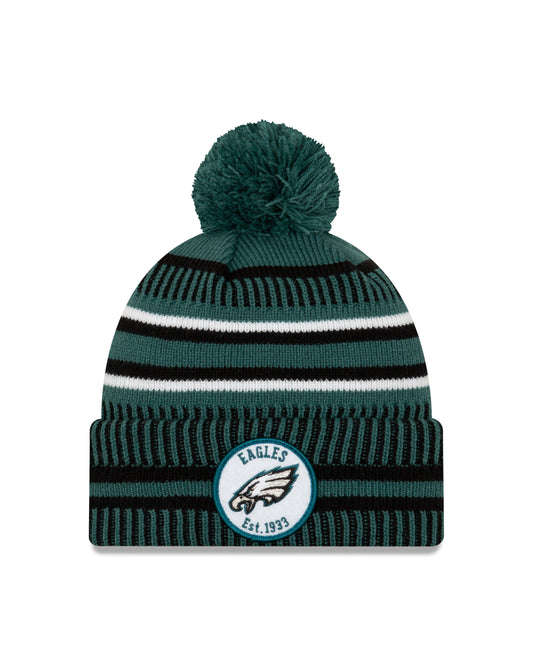 Philadelphia Eagles New Era Sideline Sport Cuffed Pom Knit Hat - Green