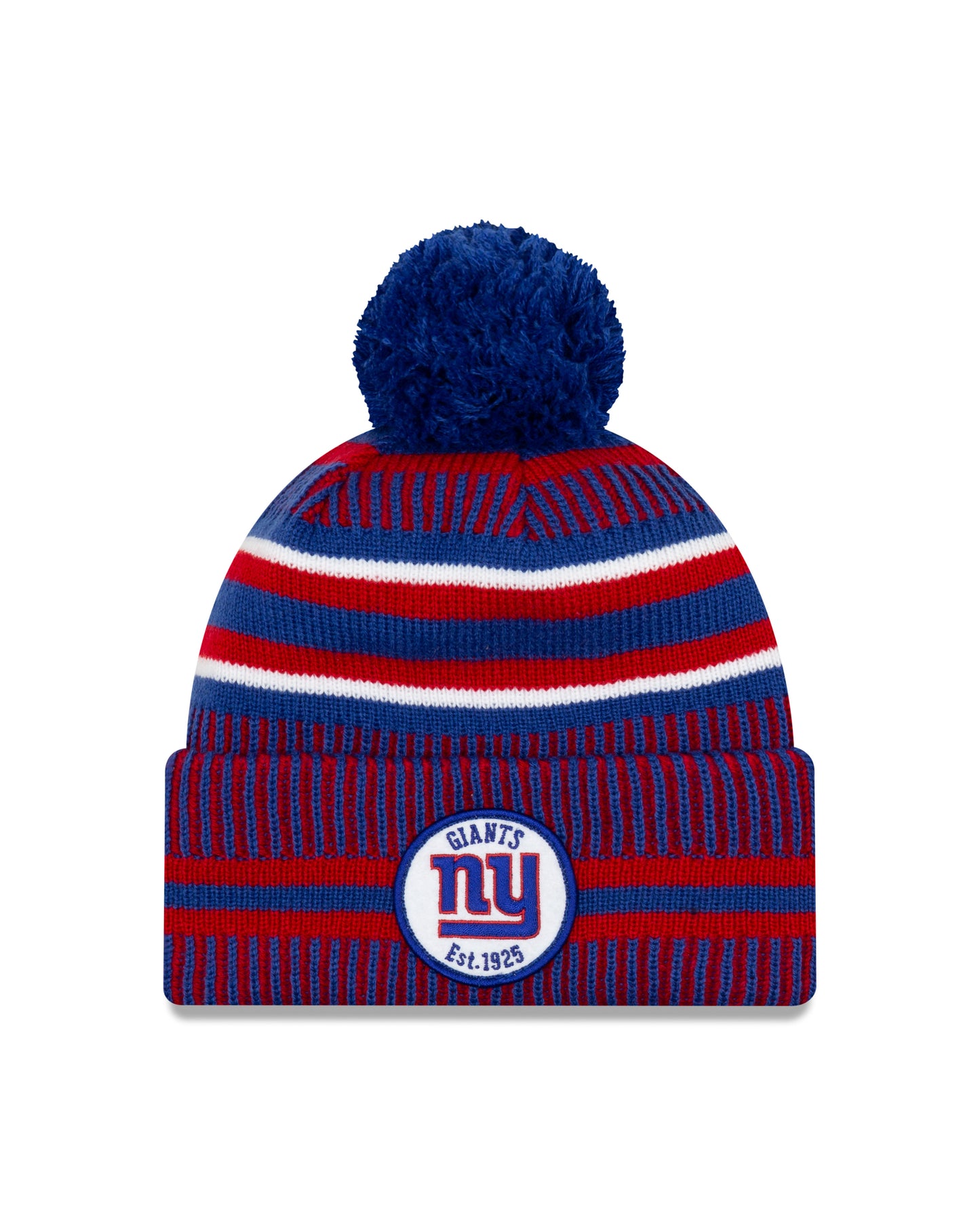 New York Giants New Era Sideline Sport Cuffed Pom Knit Hat- Blue