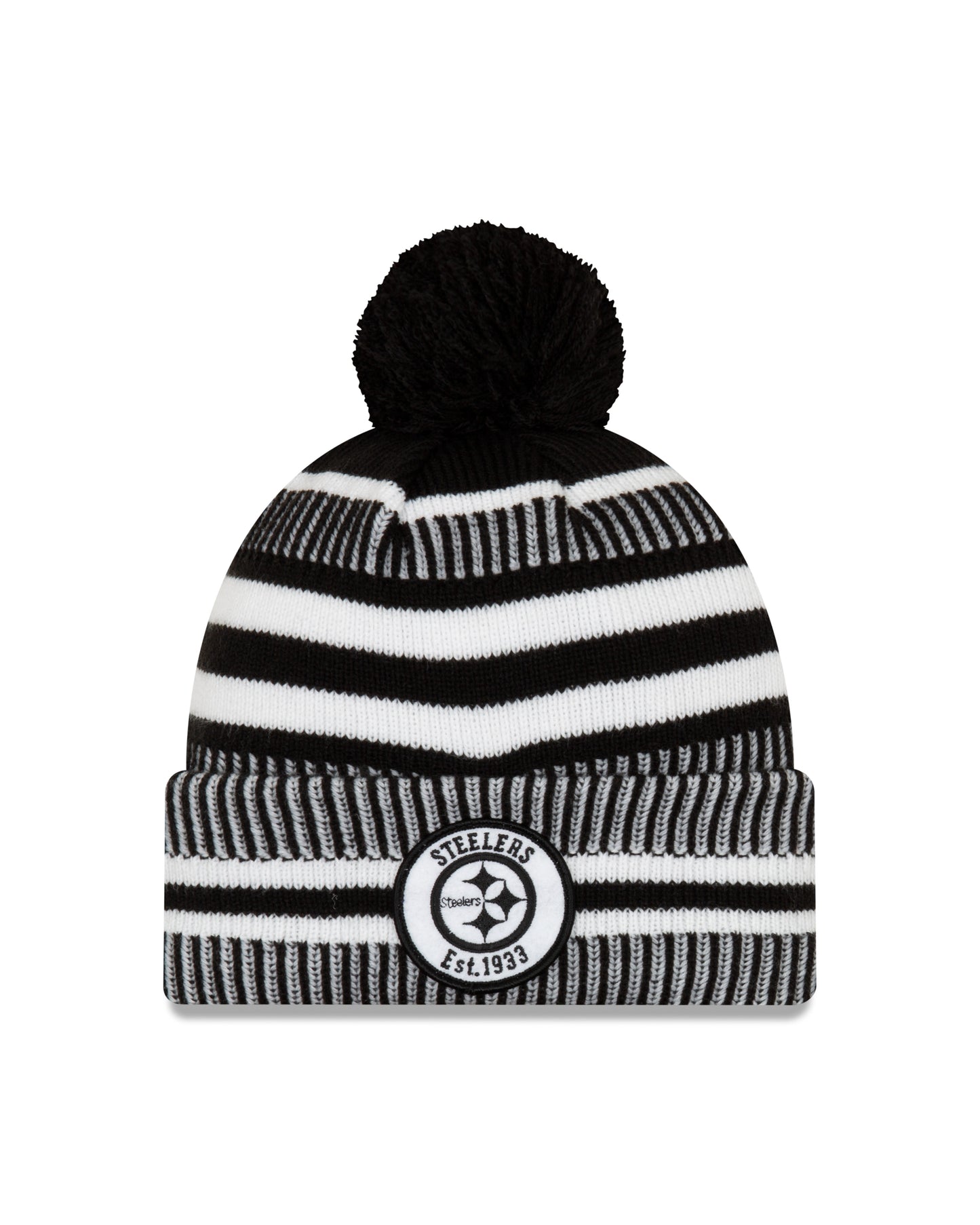 Pittsburgh Steelers New Era Black Home Sport Knit On-Field Pom Knit Hat