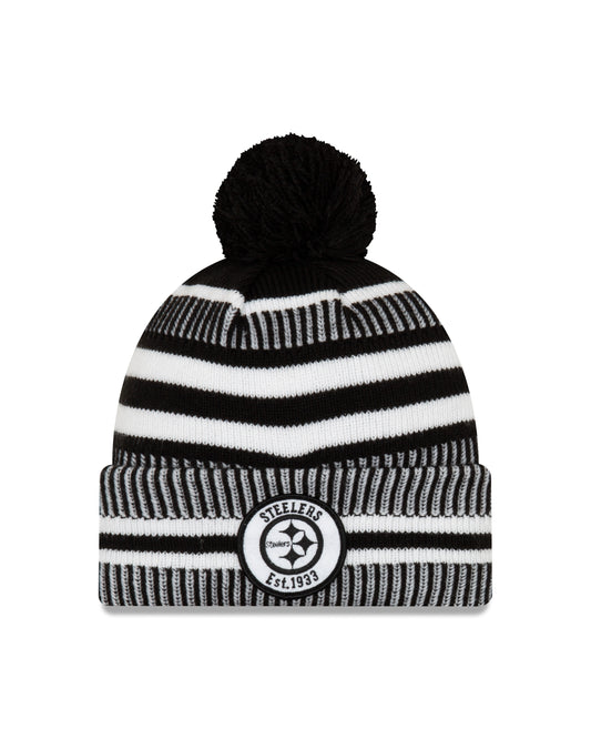 Pittsburgh Steelers New Era Black Home Sport Knit On-Field Pom Knit Hat