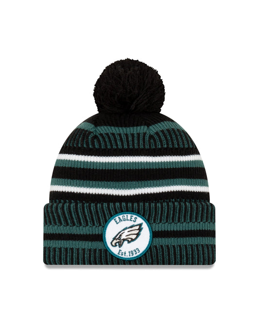 Philadelphia Eagles New Era Sideline Sport Cuffed Pom Knit Hat- Black
