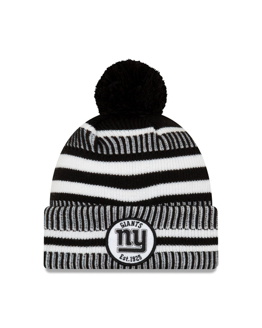 New York Giants New Era Sideline Sport Cuffed Pom Knit Hat- Black/White
