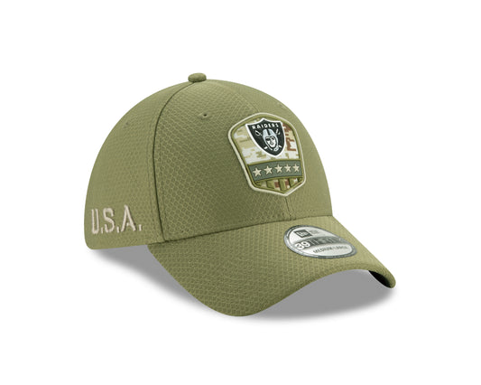 Las Vegas Raiders New Era Salute to Service Sideline 39THIRTY Hat Olive