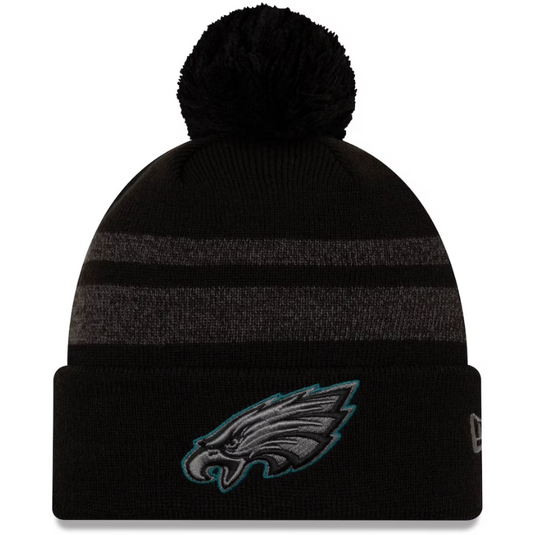 Philadelphia Eagles New Era Dispatch Cuffed Knit Hat With Pom - Black
