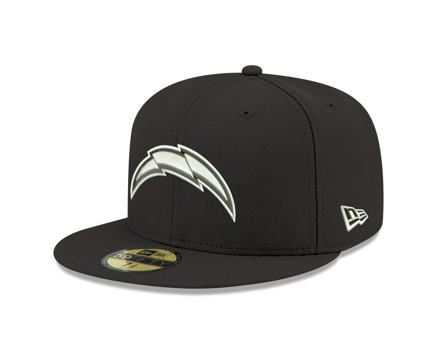 Los Angeles Chargers New Era Black & White 59FIFTY Fitted Hat - Black