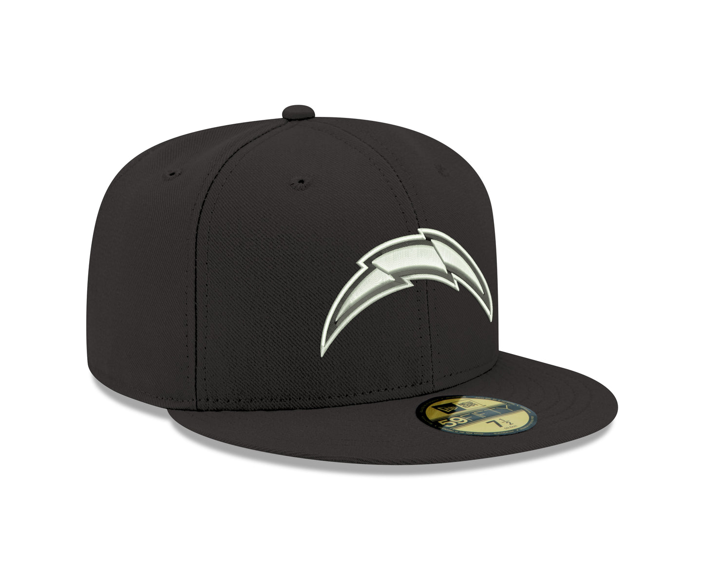Los Angeles Chargers New Era Black & White 59FIFTY Fitted Hat - Black