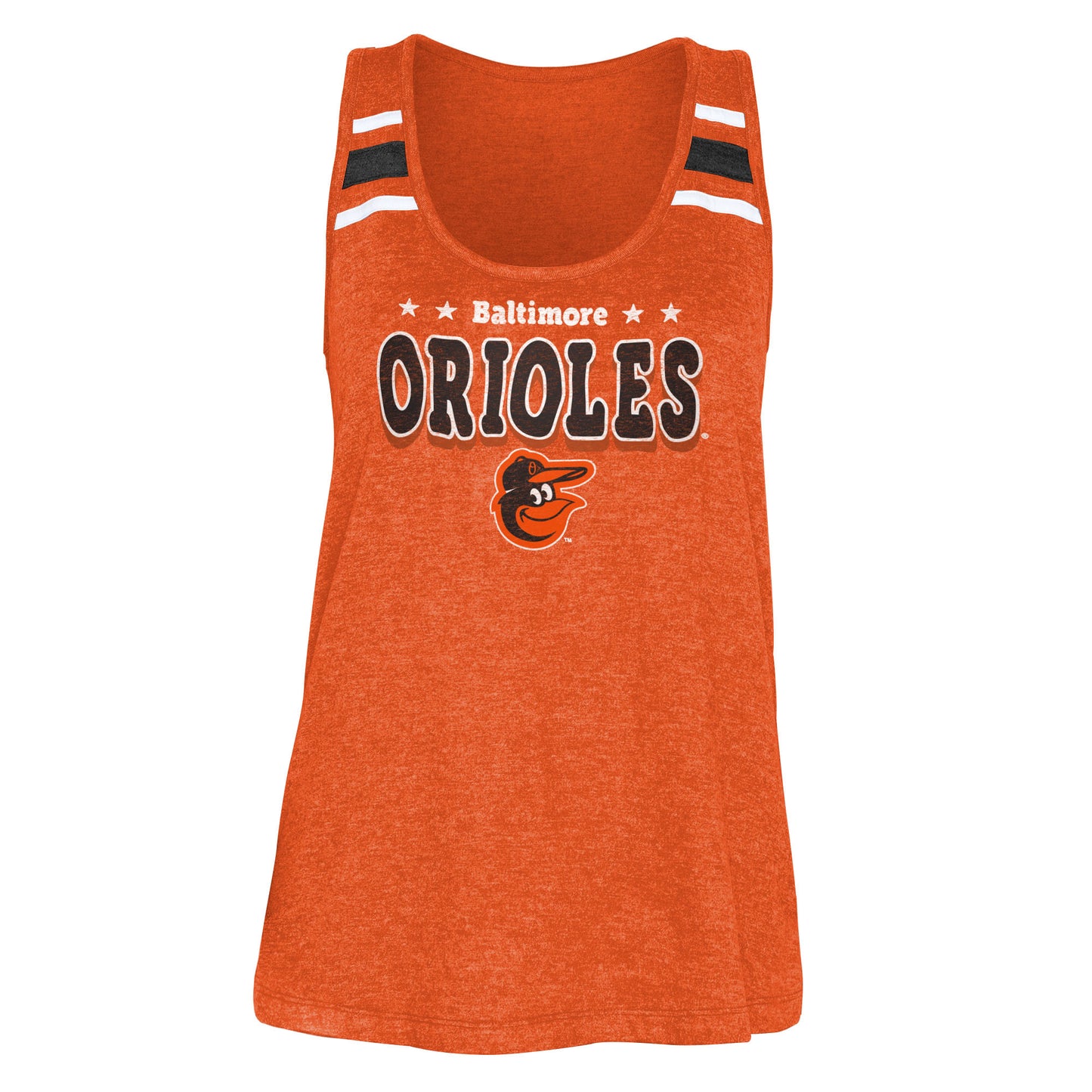 Orioles Orioles New Era Throwback Stripe Women's Tank Top- Orange