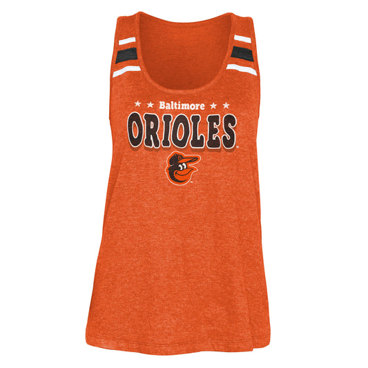 Orioles Orioles New Era Throwback Stripe Women's Tank Top- Orange