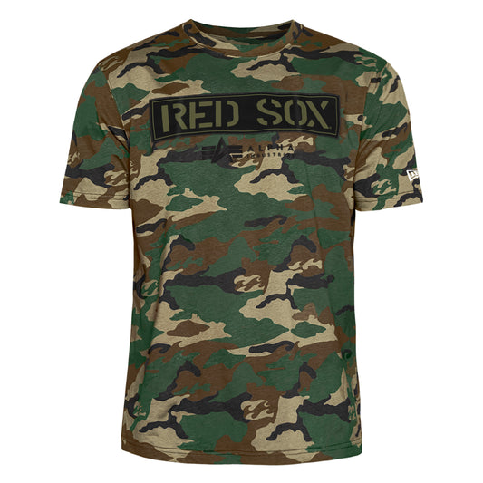 Boston Red Sox Alpha Industries Camo Short Sleeve tee Shirt Olive/Camo