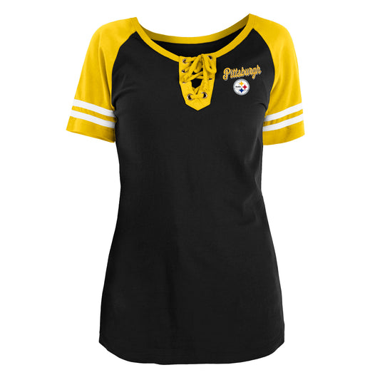 Pittsburgh Steelers New Era Women's Lacing T-Shirt