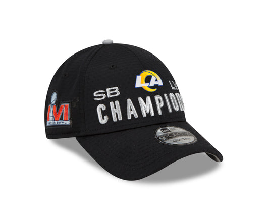 Los Angeles Rams Super Bowl Champs LVI Locker Room 9FORTY Adjustable Hat - Black