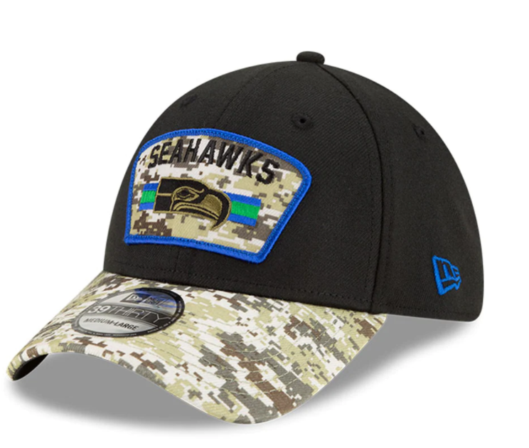 Seattle Seahawks New Era Salute to Service 39THIRTY Flex Hat - Black