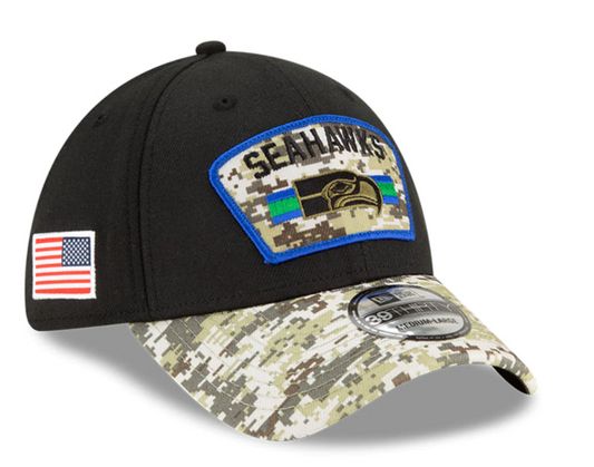 Seattle Seahawks New Era Salute to Service 39THIRTY Flex Hat - Black