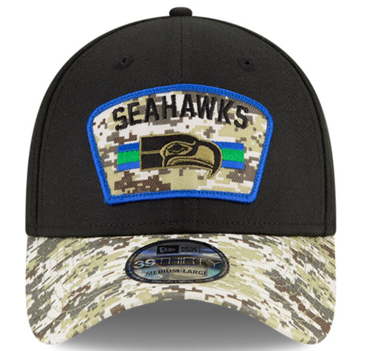 Seattle Seahawks New Era Salute to Service 39THIRTY Flex Hat - Black