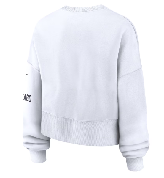 Chicago Bears Nike Women's White Oversized Long Sleeve Cropped Sweatshirt