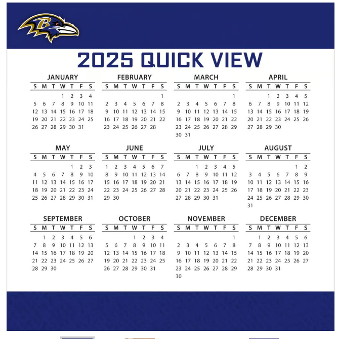 Baltimore Ravens 2025 NFL Daily Desk Calander