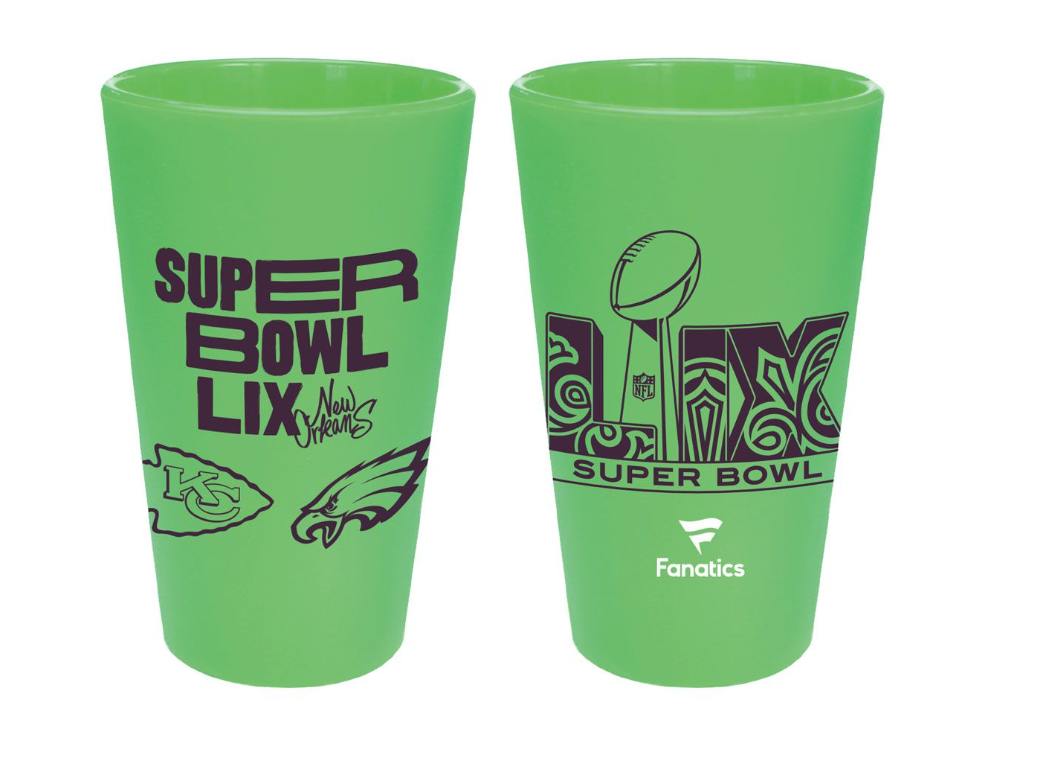 Super Bowl LIX Chiefs Vs Eagles Dueling 16 oz Silicone Pint Glass