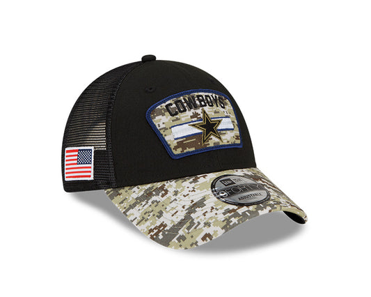 Dallas Cowboys New Era Salute To Service 9FORTY Adjustable Hat - Black