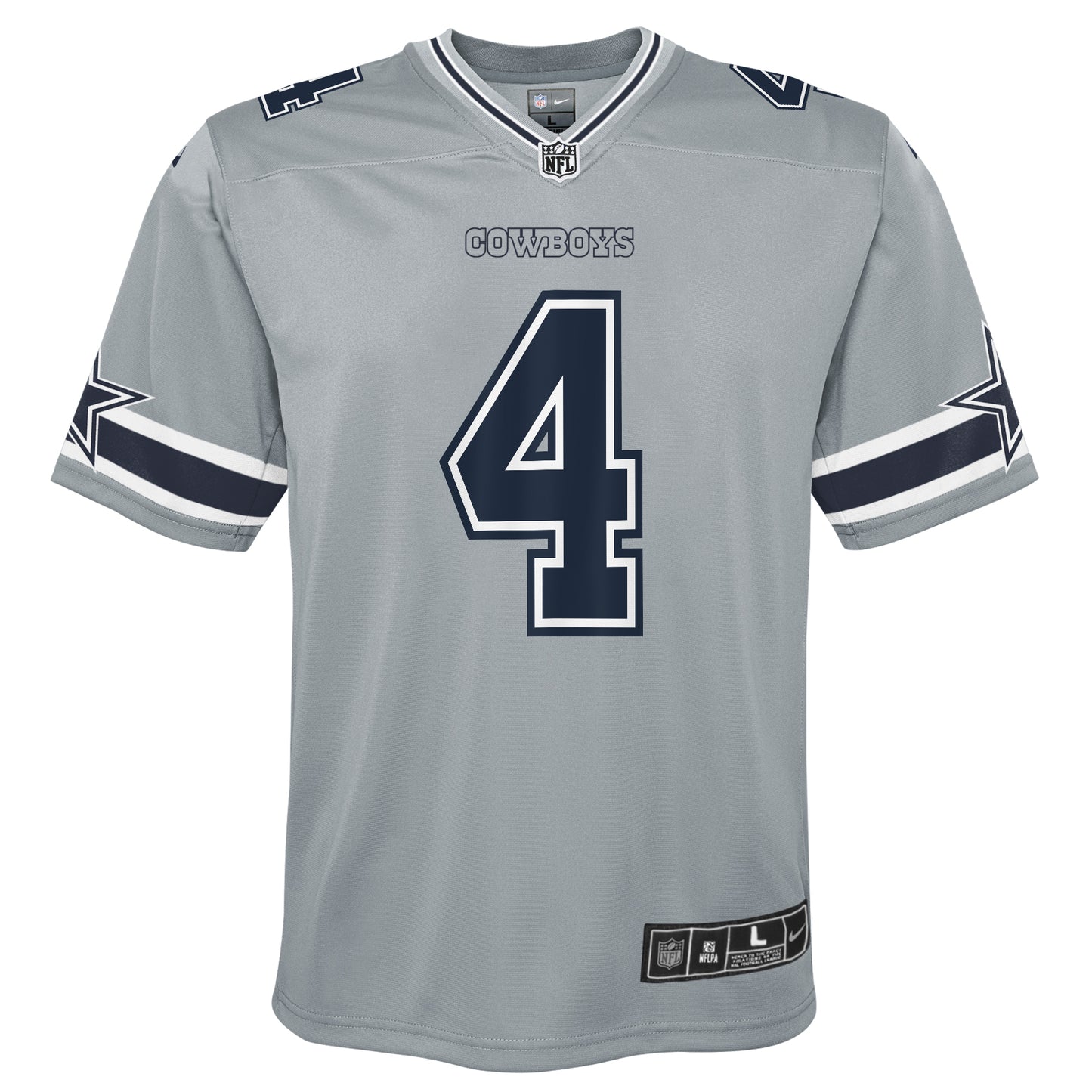 Dallas Cowboys Nike #4 Dak Prescott Youth Game Jersey - Inverted Gray
